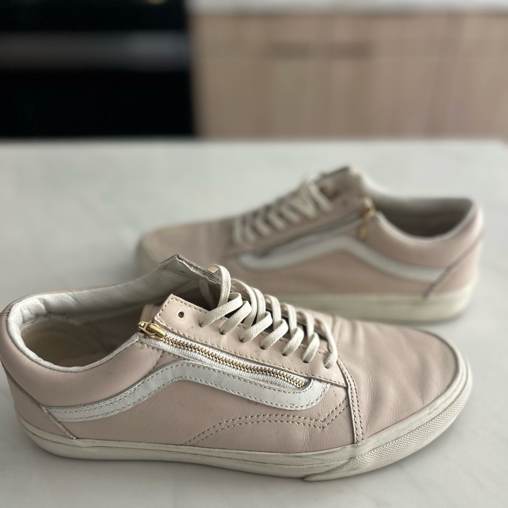 Vans Blush and Cream Sneakers with Zipper - Size 10
